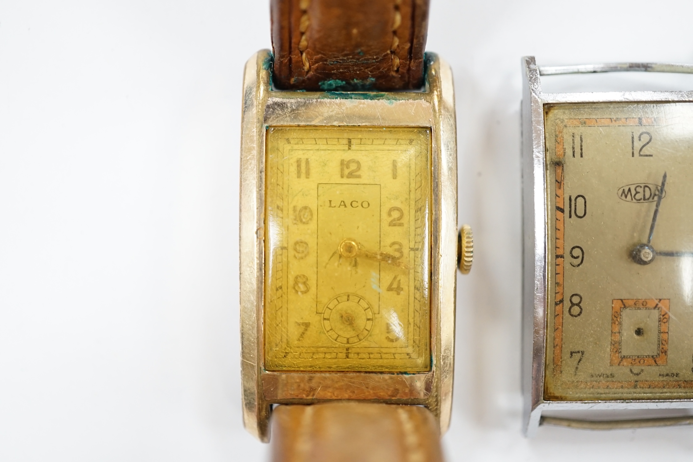 Three assorted gentleman's wrist watches, including Laco, Lipsila and Meda. Condition - poor